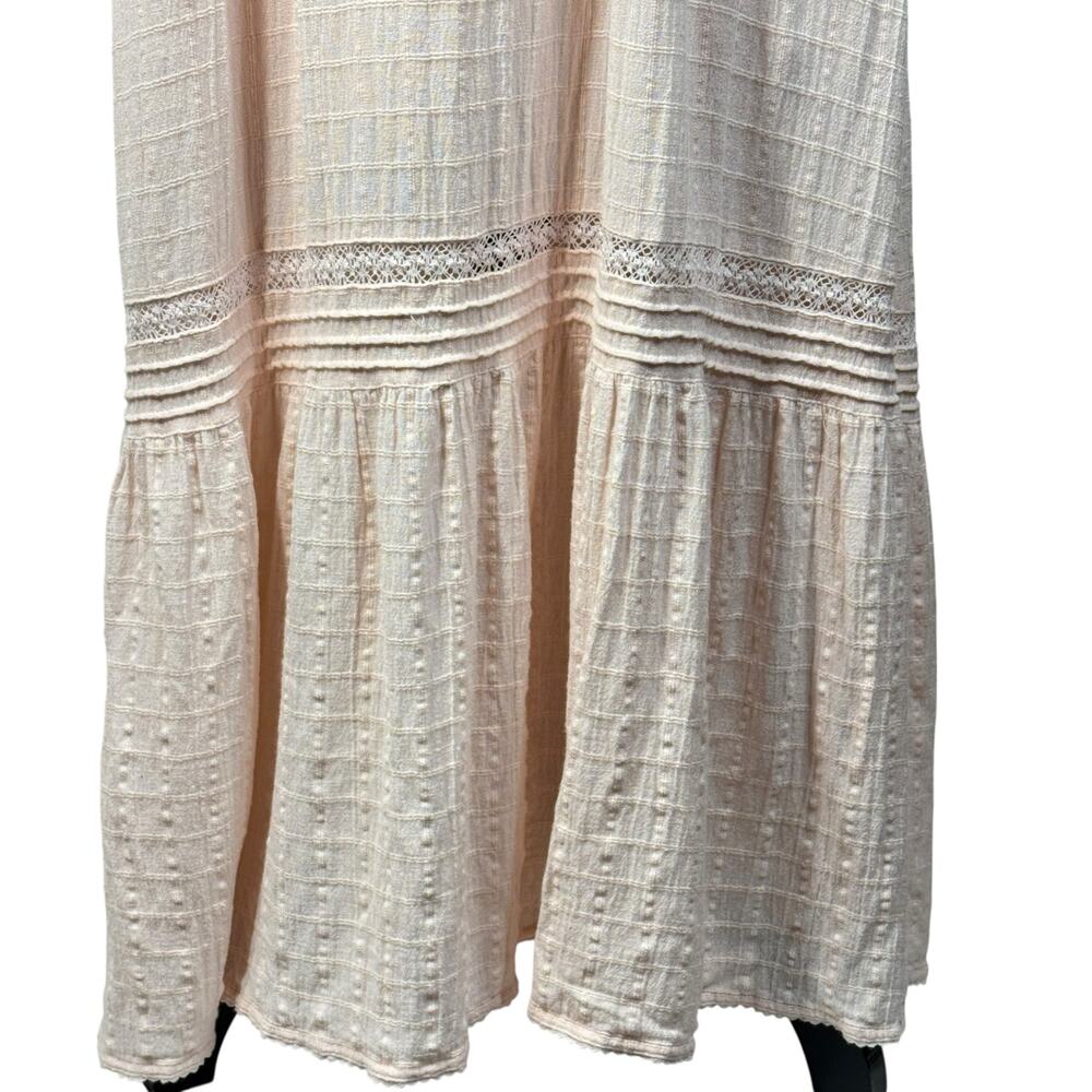 Aerie X-Large Maxi Dress V-Neck Lined Adjustable Spaghetti Straps Textured Pink - Picture 3 of 11